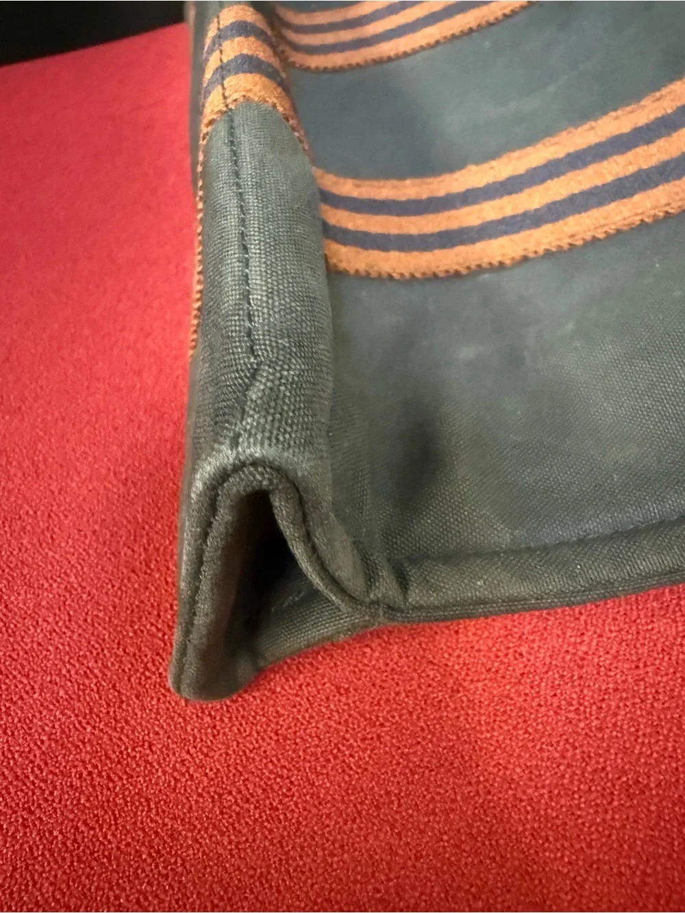 Hermes Small Navy Canvas Tote with Brown Striped Handles - Picture 15 of 16